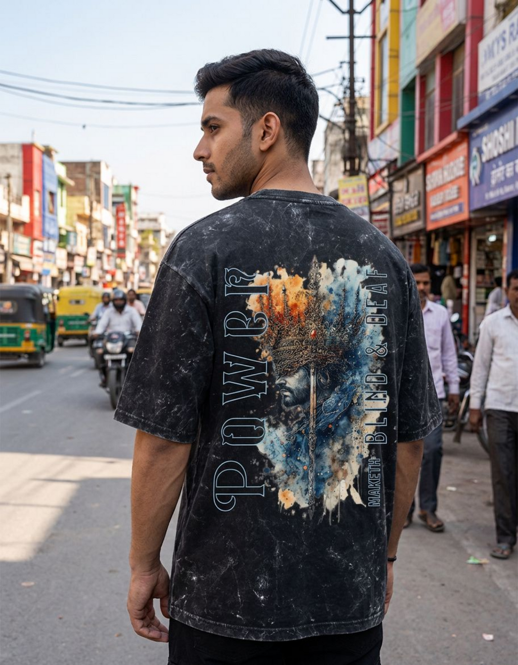 Power Blinds - Unisex Acid Washed Oversized Tee